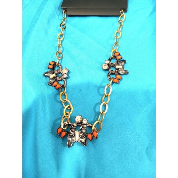 New York & Company Beautiful Chain Necklace 14in+3 with Stones & Crystals. - Picture 2 of 5